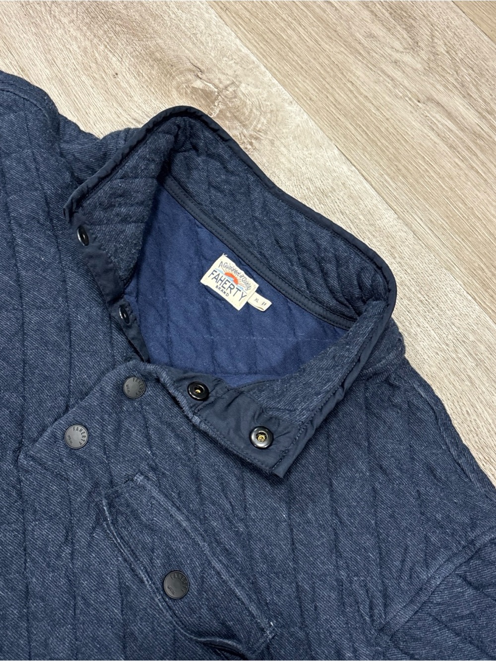 FAHERTY Men’s Epic Quilted Fleece Pullover - Navy Melange - EUC - SIZE XL